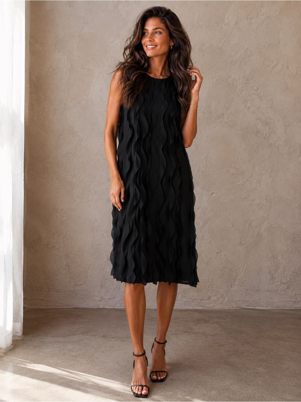 COS Laser Cut Ruffled Dress Size 12 Like New